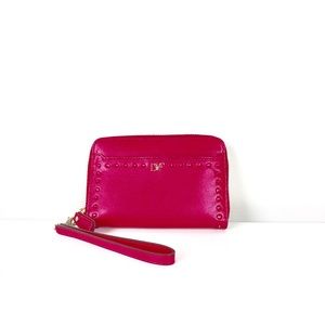 DVF Zippered Wallet, Studded Hot Pink Leather